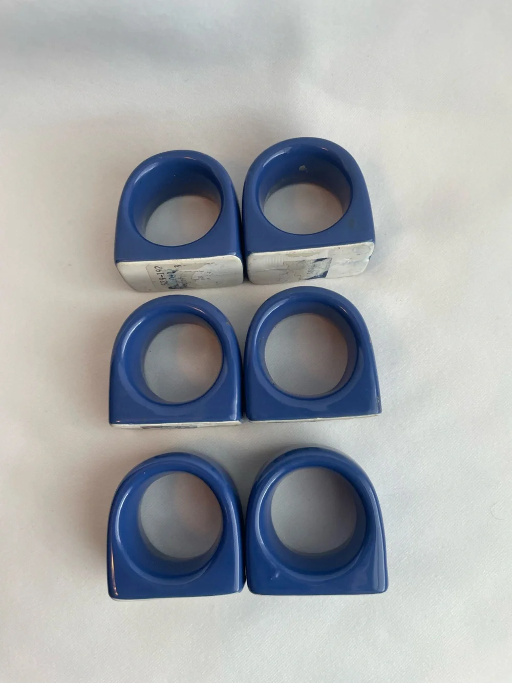 PIER 1 Standing Napkin Rings Holders Set of 6 Ceramic Japan 1980s Blue Vintage